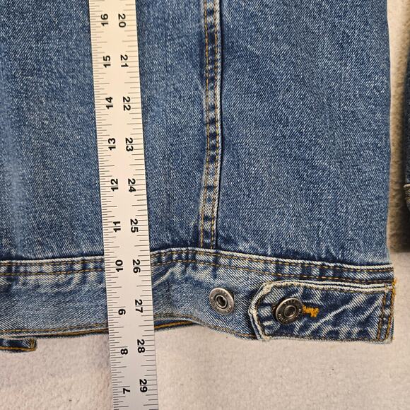 Zara Denim Sherpa Jacket Mens L Blue Fleece Lined Trucker Jean Jacket Coat - Picture 10 of 14